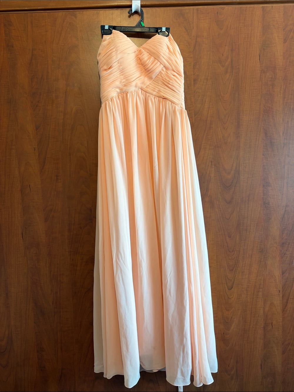 Strapless Peach Chiffon Evening Dress
